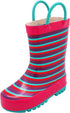 Norty Girls 11-3 Pink Stripe Rubber Rain Boot 16496 Prepack